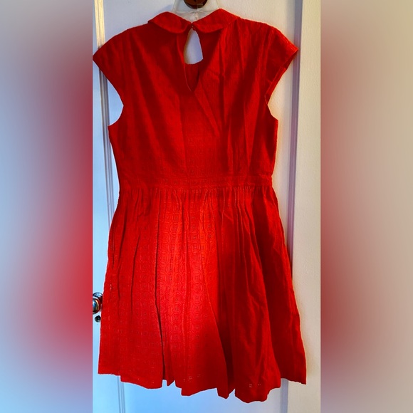 Kate Spade Courtney red eyelet Peter Pan collared dress sz 10 - Picture 2 of 7